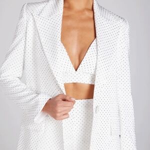 NADINE MERABI SET Kira White Tailored Blazer + High Waisted Pants L